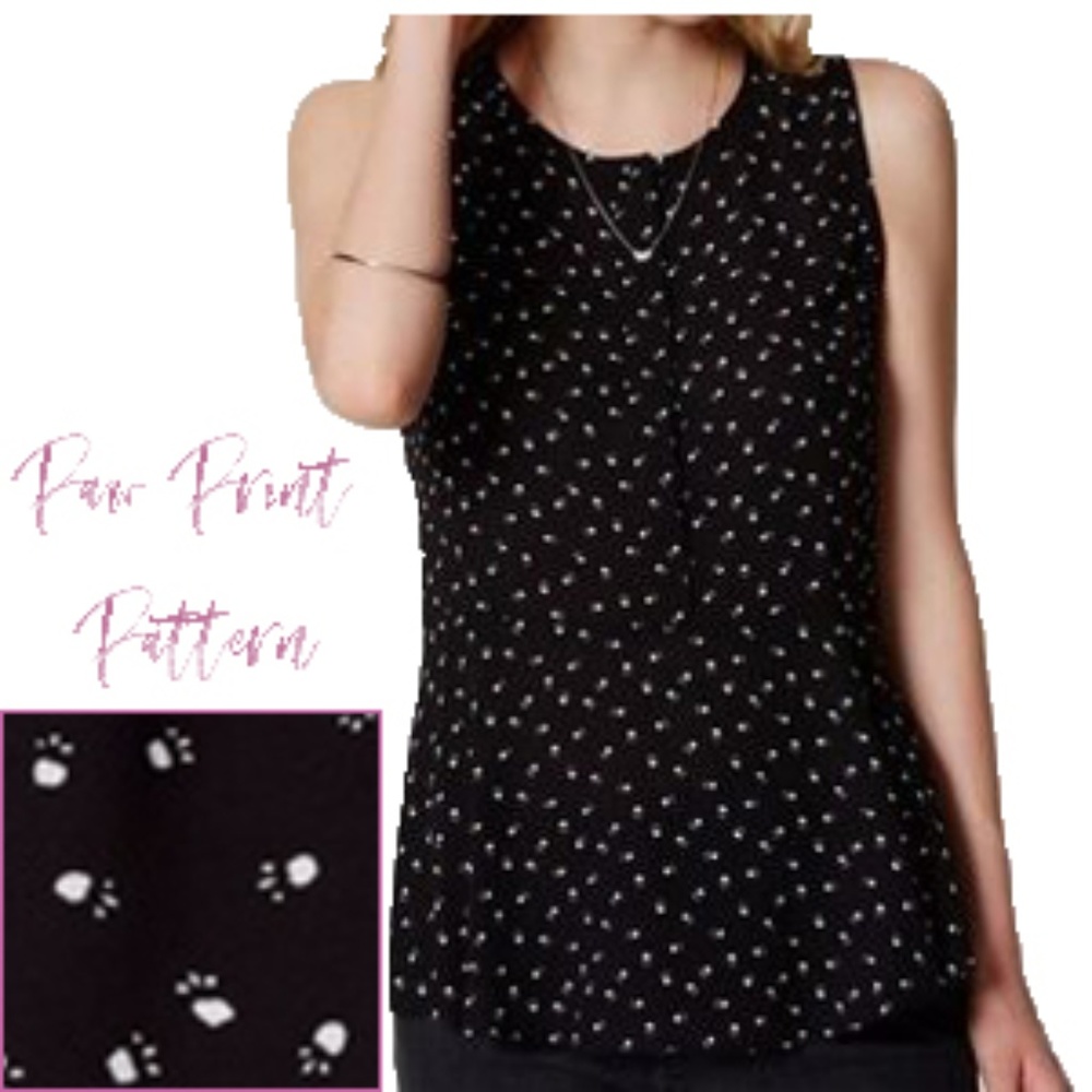 NWOT Loft Paw Print Mixed Media Peplum Shell